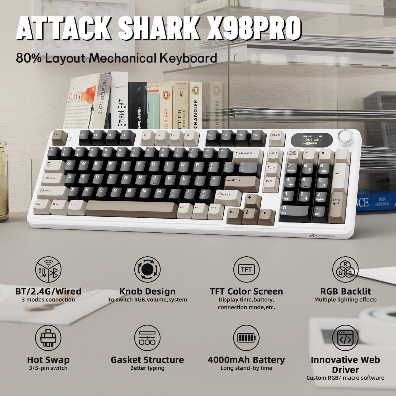 Keyboard Gaming Mac - ATTACK SHARK X98Pro Tastiera meccanica wireless