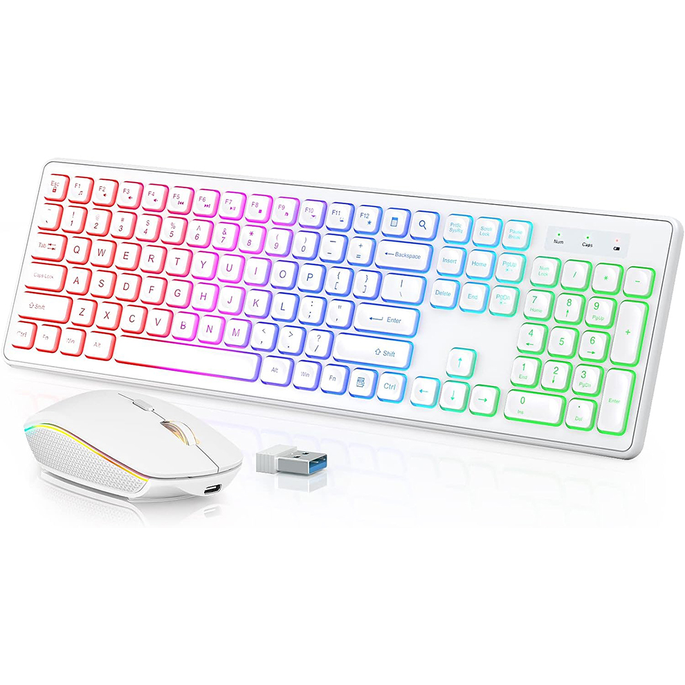 Gaming Keyboard Mouse And Headset Combo - Tastiera e mouse wireless retroilluminati, tasti