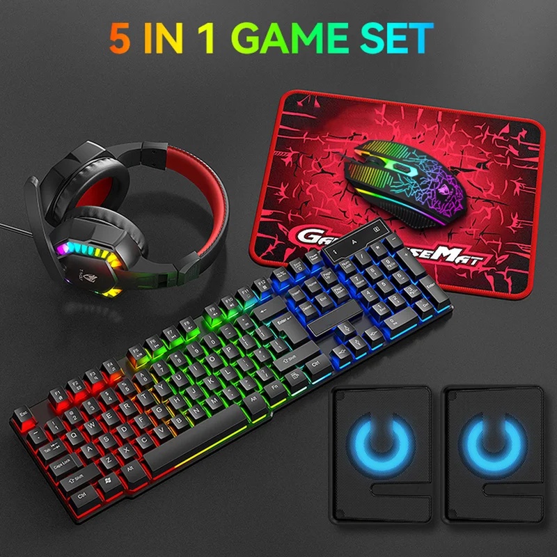 Set Gaming 5-in-1: Tastiera, M - Gaming Keyboard Mouse And Headset Combo recensione e prezzo