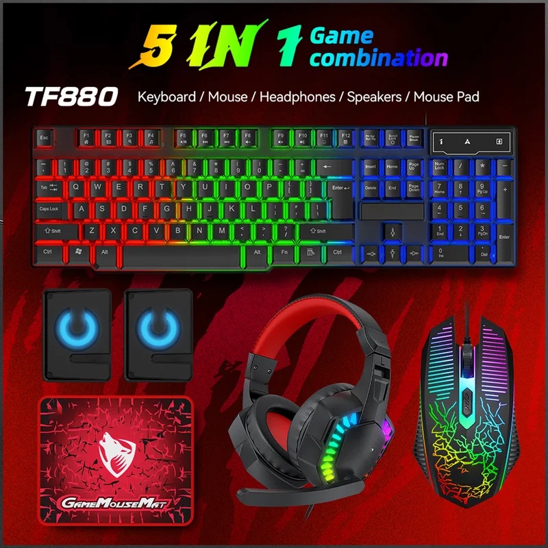 Set Gaming 5-in-1: Tastiera, M - Gaming Keyboard Mouse And Headset Combo recensione e prezzo