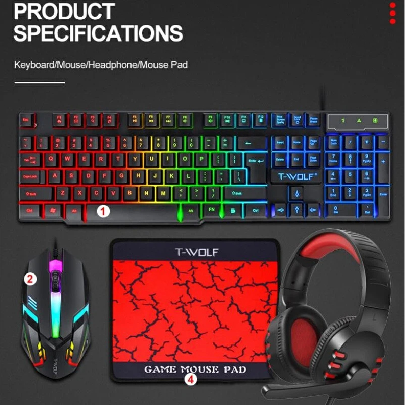 Combo Gaming 4 in 1 con Layout - Gaming Keyboard Mouse And Headset Combo recensione e prezzo